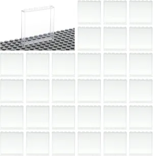 Flat Plates Pieces and Parts comminute distill Block Compatible with Major Brands (Clear 30pcs 1x6x5) MALEKO Transparent Clear Window House Building Bricks, Classic 