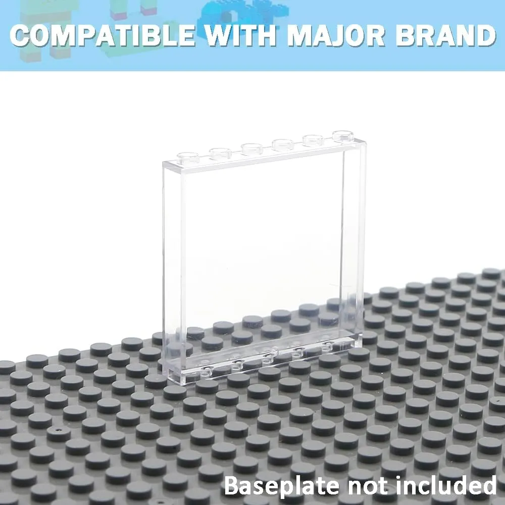 Flat Plates Pieces and Parts comminute distill Block Compatible with Major Brands (Clear 30pcs 1x6x5) MALEKO Transparent Clear Window House Building Bricks, Classic 