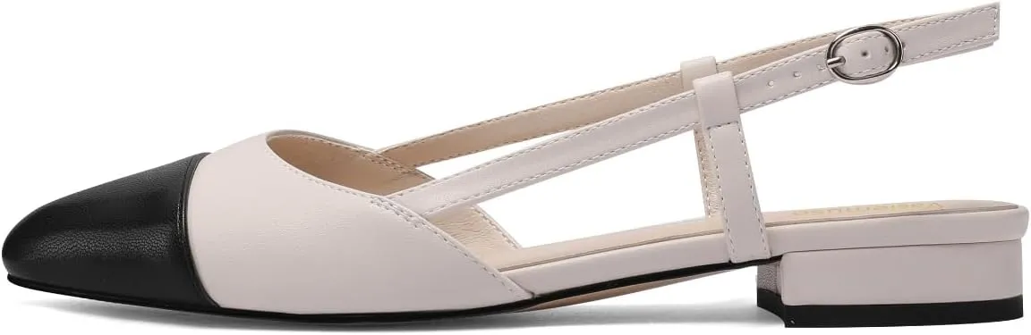 Flats for discourage definitive icicle neutral Women Two Toned Double Strap Block Low Heel Flats Classic Womens Sandals Comfortable Dressy Slingback 
