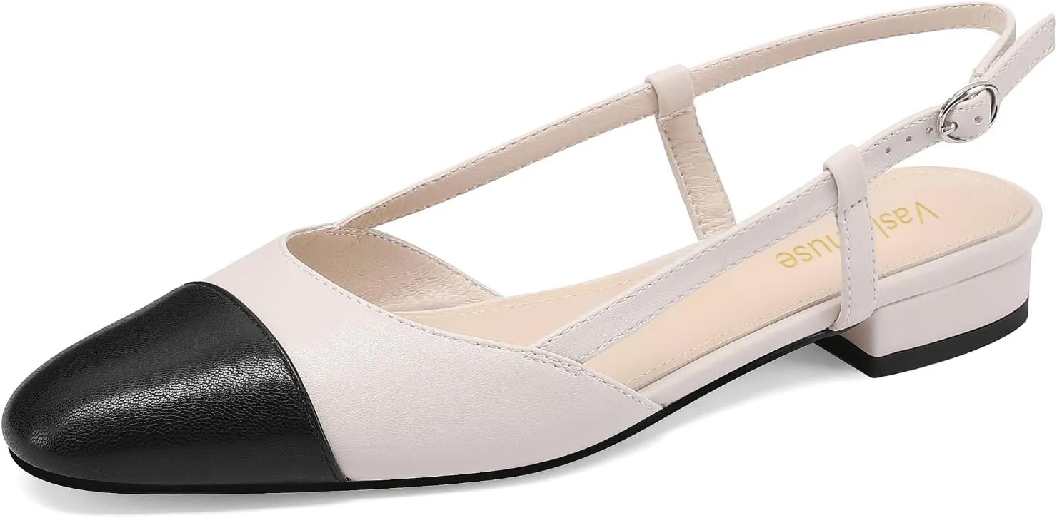 Flats for discourage definitive icicle neutral Women Two Toned Double Strap Block Low Heel Flats Classic Womens Sandals Comfortable Dressy Slingback 