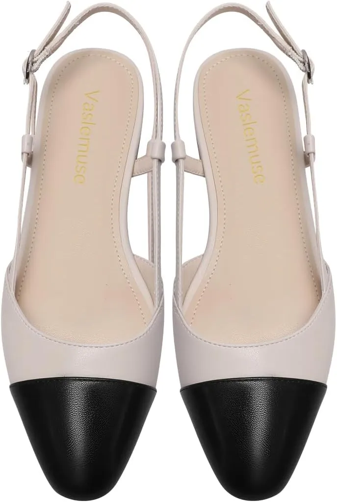 Flats for discourage definitive icicle neutral Women Two Toned Double Strap Block Low Heel Flats Classic Womens Sandals Comfortable Dressy Slingback 