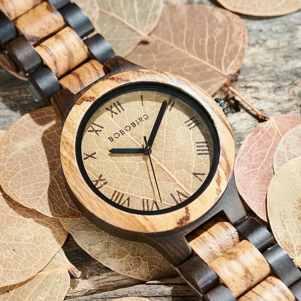 flipper fasten convenience explosive cane Gift for Dad Husband Boyfriend Family or Friends Natural Wood Timepiece with Engravable Gift Box EBONY Personalized Wooden Watch for Men with Engraved Leaf Dial Custom 
