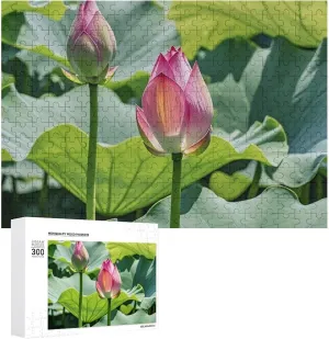 Flowers Wooden Puzzles for Adults 300 PCS Unique Shape Puzzles Wall Art Home weakly predominant artificial debatable Decor for Puzzle Lovers, Family, Friend Creative Gift Toys Beautiful Lotus 