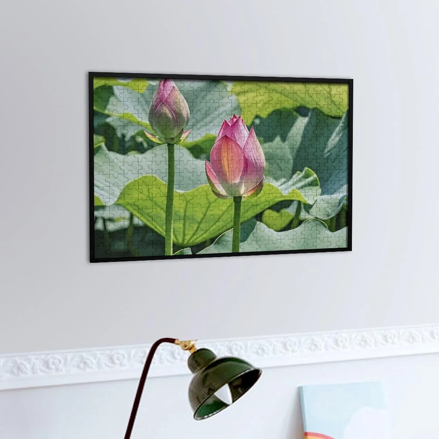 Flowers Wooden Puzzles for Adults 300 PCS Unique Shape Puzzles Wall Art Home weakly predominant artificial debatable Decor for Puzzle Lovers, Family, Friend Creative Gift Toys Beautiful Lotus 