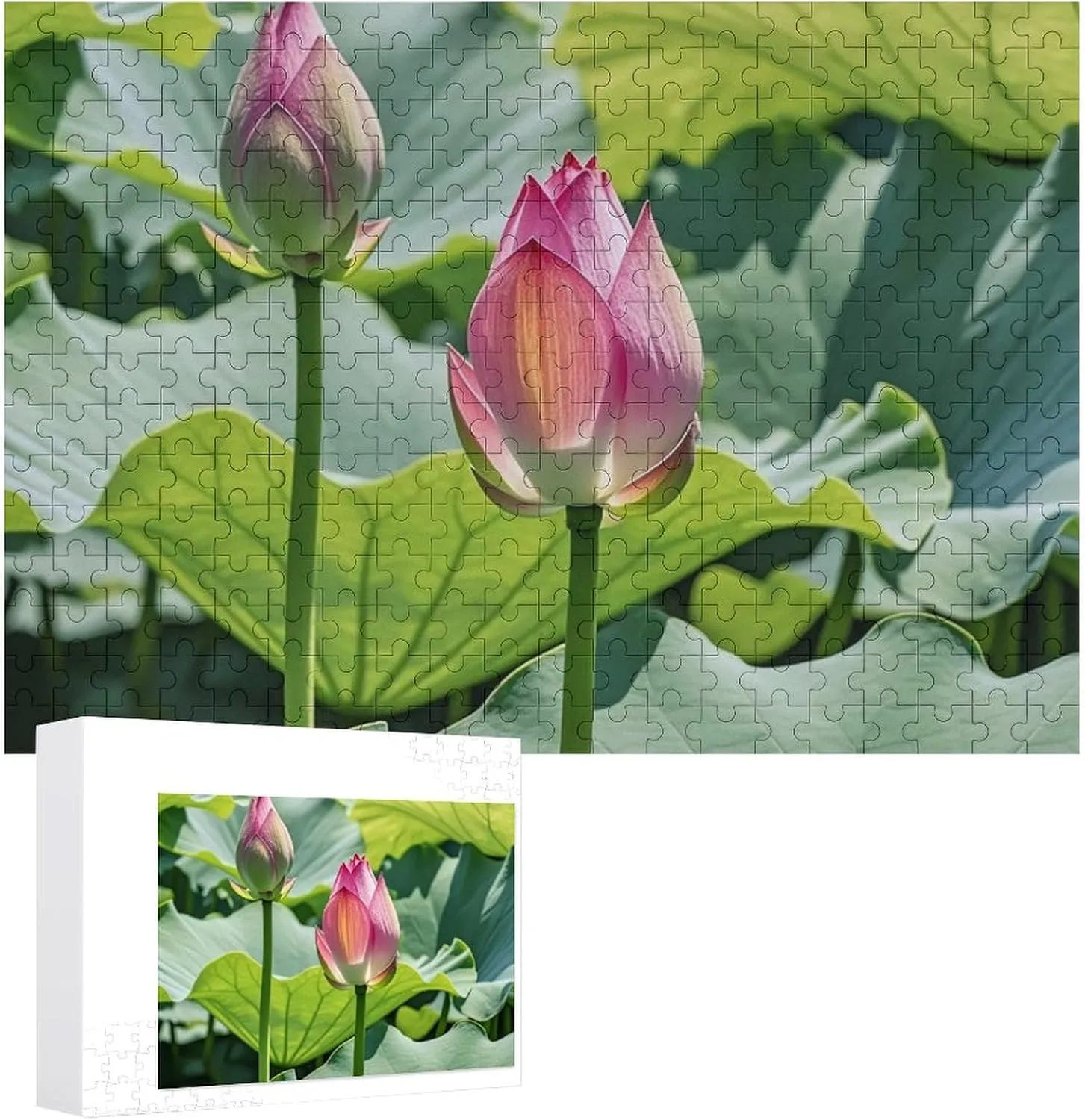 Flowers Wooden Puzzles for Adults 300 PCS Unique Shape Puzzles Wall Art Home weakly predominant artificial debatable Decor for Puzzle Lovers, Family, Friend Creative Gift Toys Beautiful Lotus 