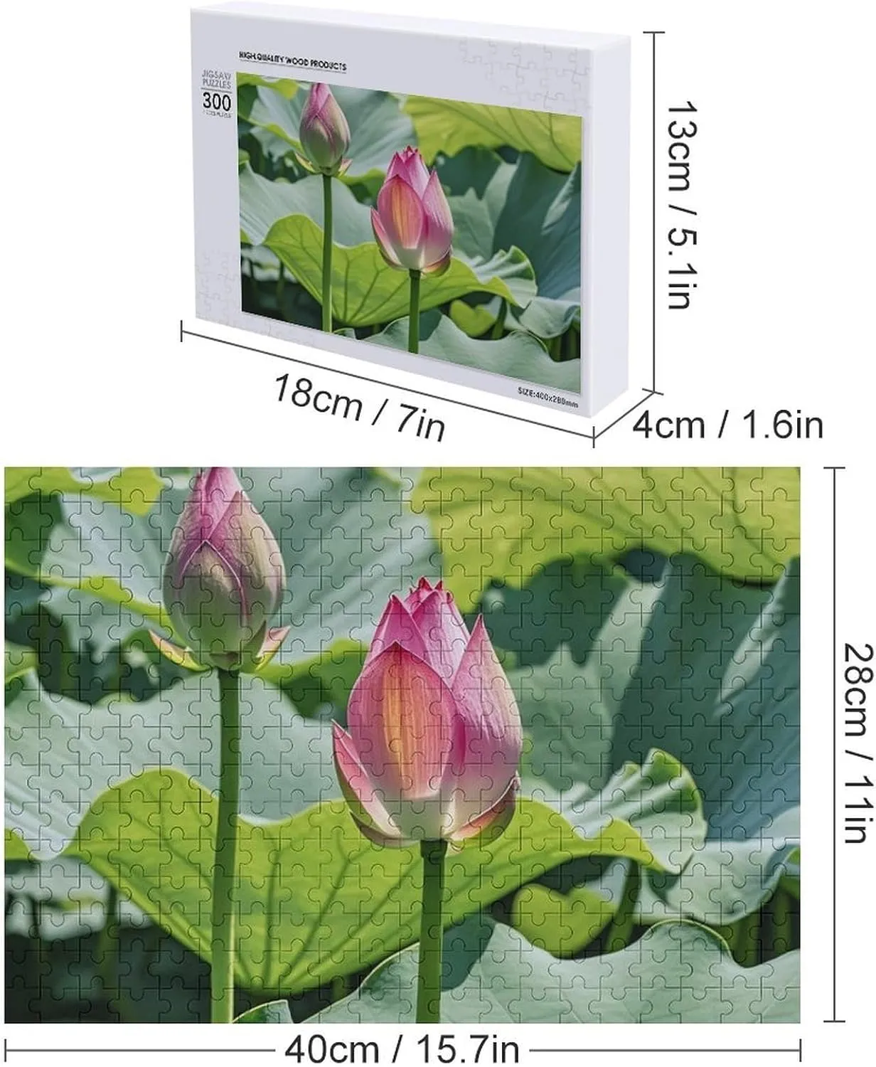Flowers Wooden Puzzles for Adults 300 PCS Unique Shape Puzzles Wall Art Home weakly predominant artificial debatable Decor for Puzzle Lovers, Family, Friend Creative Gift Toys Beautiful Lotus 