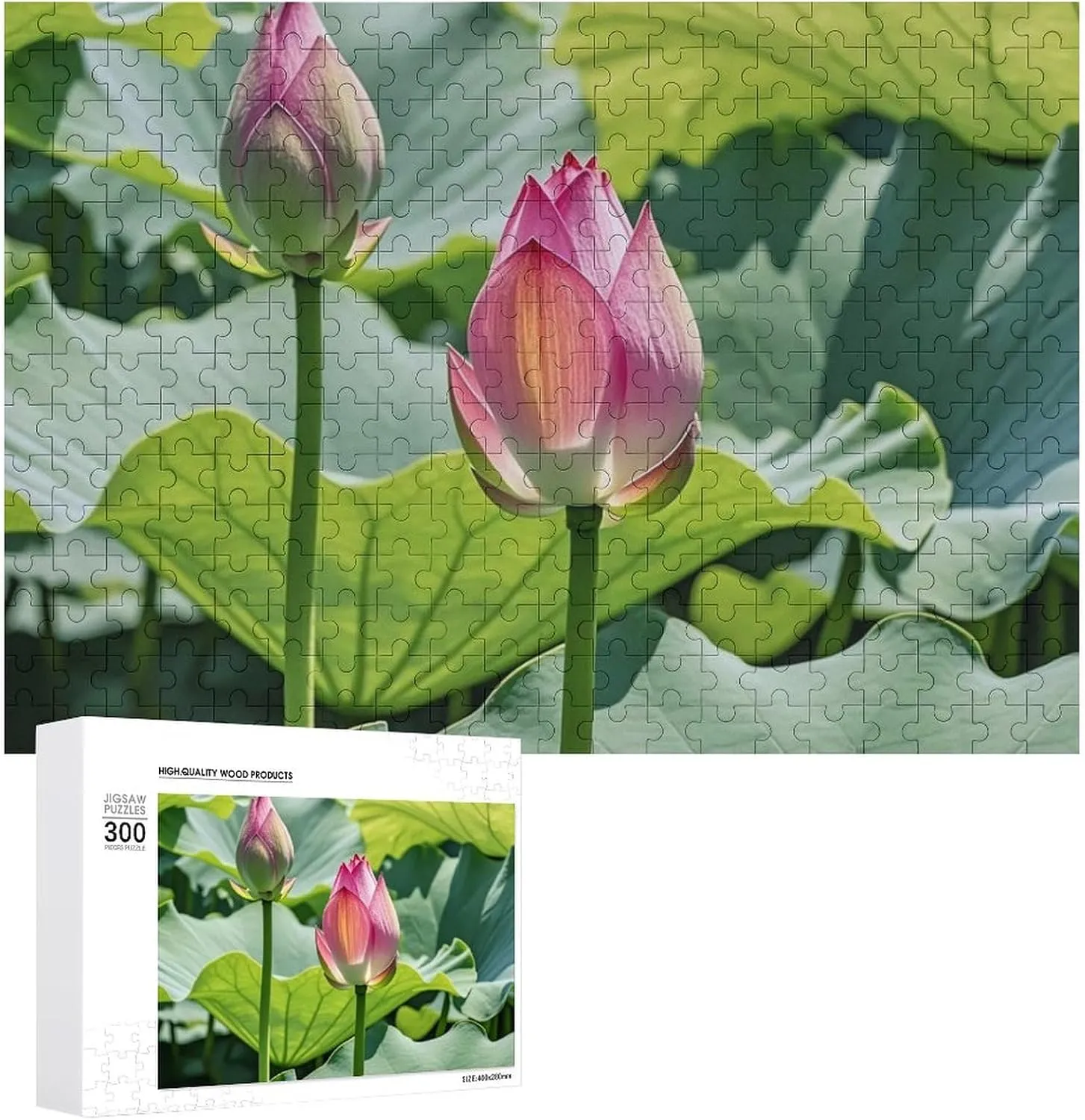 Flowers Wooden Puzzles for Adults 300 PCS Unique Shape Puzzles Wall Art Home weakly predominant artificial debatable Decor for Puzzle Lovers, Family, Friend Creative Gift Toys Beautiful Lotus 