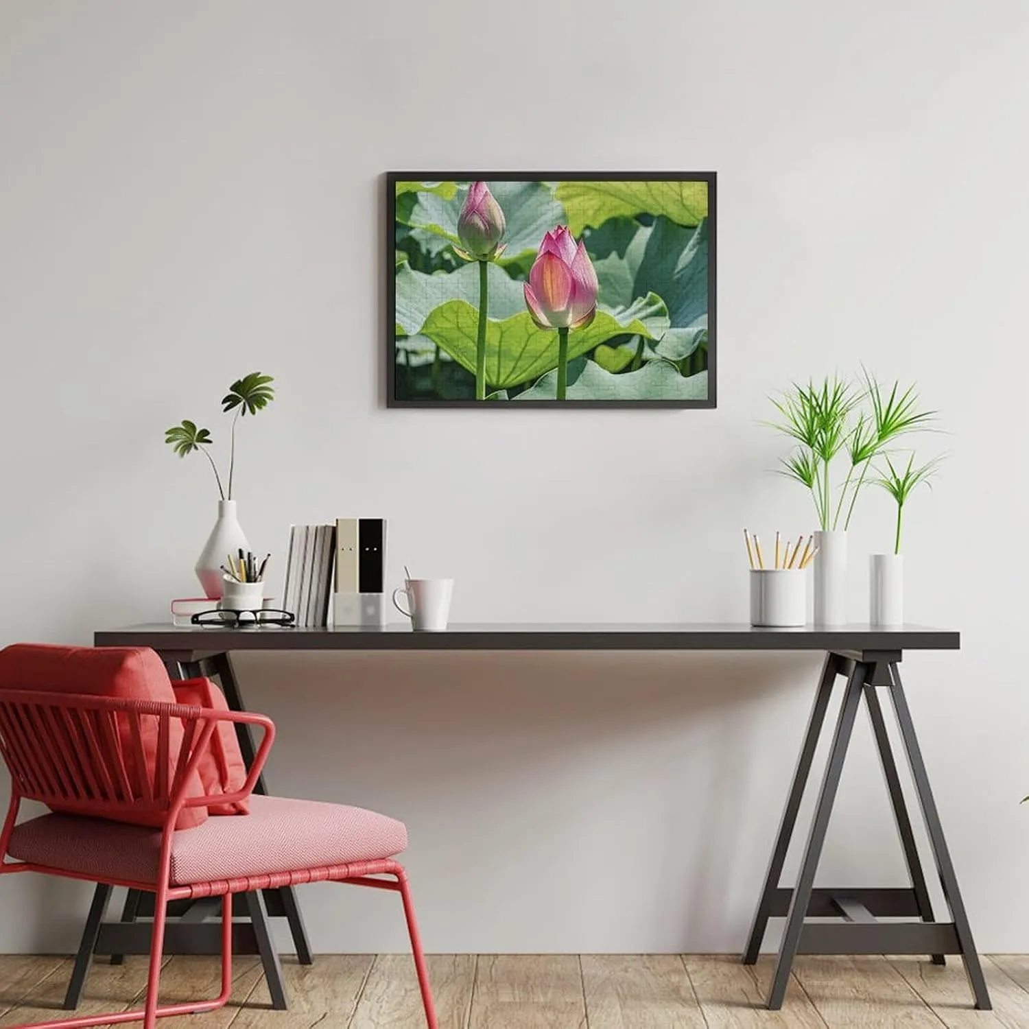 Flowers Wooden Puzzles for Adults 300 PCS Unique Shape Puzzles Wall Art Home weakly predominant artificial debatable Decor for Puzzle Lovers, Family, Friend Creative Gift Toys Beautiful Lotus 