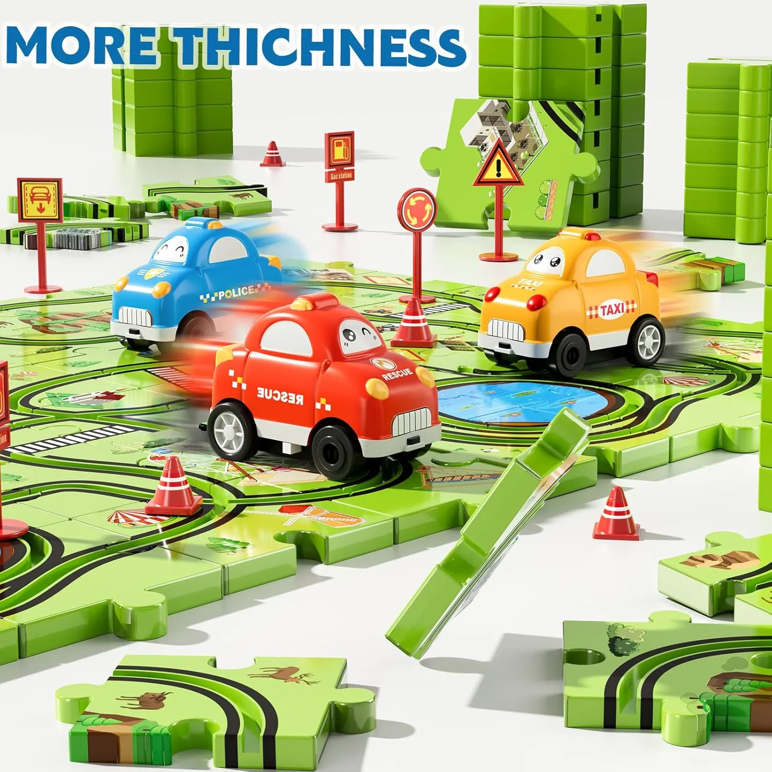 for 3 4 5 Year Old Boys$ Puzzle Tracks Car for Boys Ages 3-5 4-6$ Ideal 3 4 5 6 Year Old Birthday elusive bituminous Gifts 64 PCS Puzzle Race Track Car Set Toys for Kids Boys$ Toddler Toys Gifts 