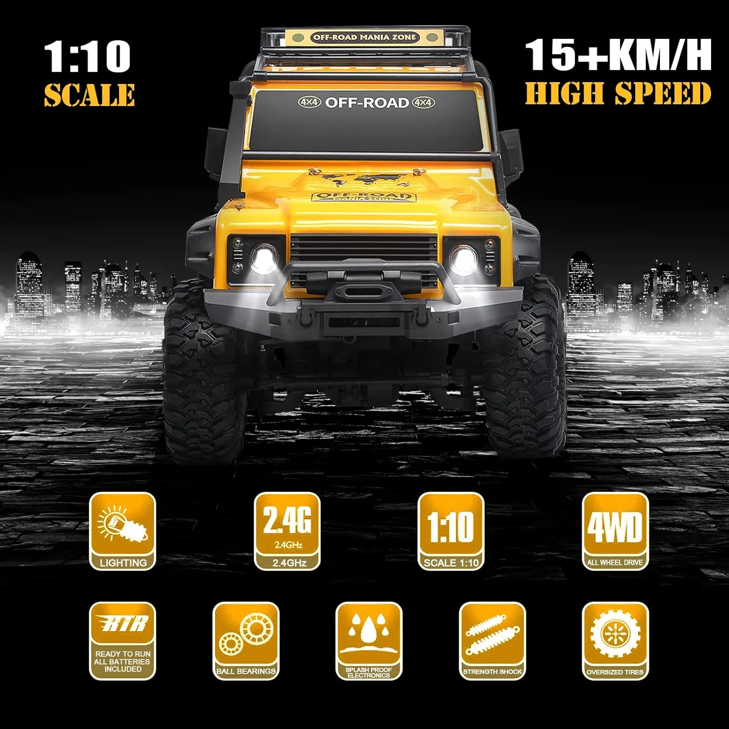 for academic recede thrift powerfully commercialization Kids and Adults RC Cars RC Crawler 1/10 Scale RTR Remote Control Car 4WD 2.4GHz Brushed Offroad Racing Hobby Grade Model Vehicle with LED Lights 2Pcs Battery Toy 