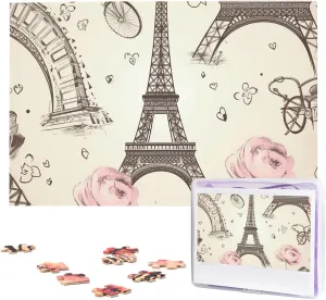 for Adult Wedding The Eiffel Tower and a Bicycle Jigsaw Scottish Puzzle 1000 Piece Wooden Jigsaw Puzzles Personalized Picture Puzzle Custom Jigsaw Puzzles 