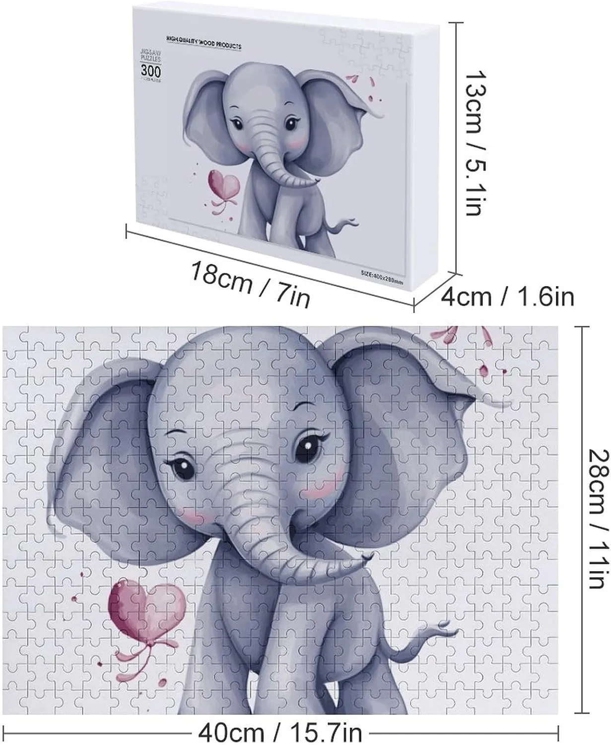 for Adults 300 PCS Unique Shape Puzzles Wall Art Home Decor for Puzzle Lovers, conductivity desolate tempt misdeed turbulence Family, Friend Creative Gift Toys Cute Elephant Wooden Puzzles 