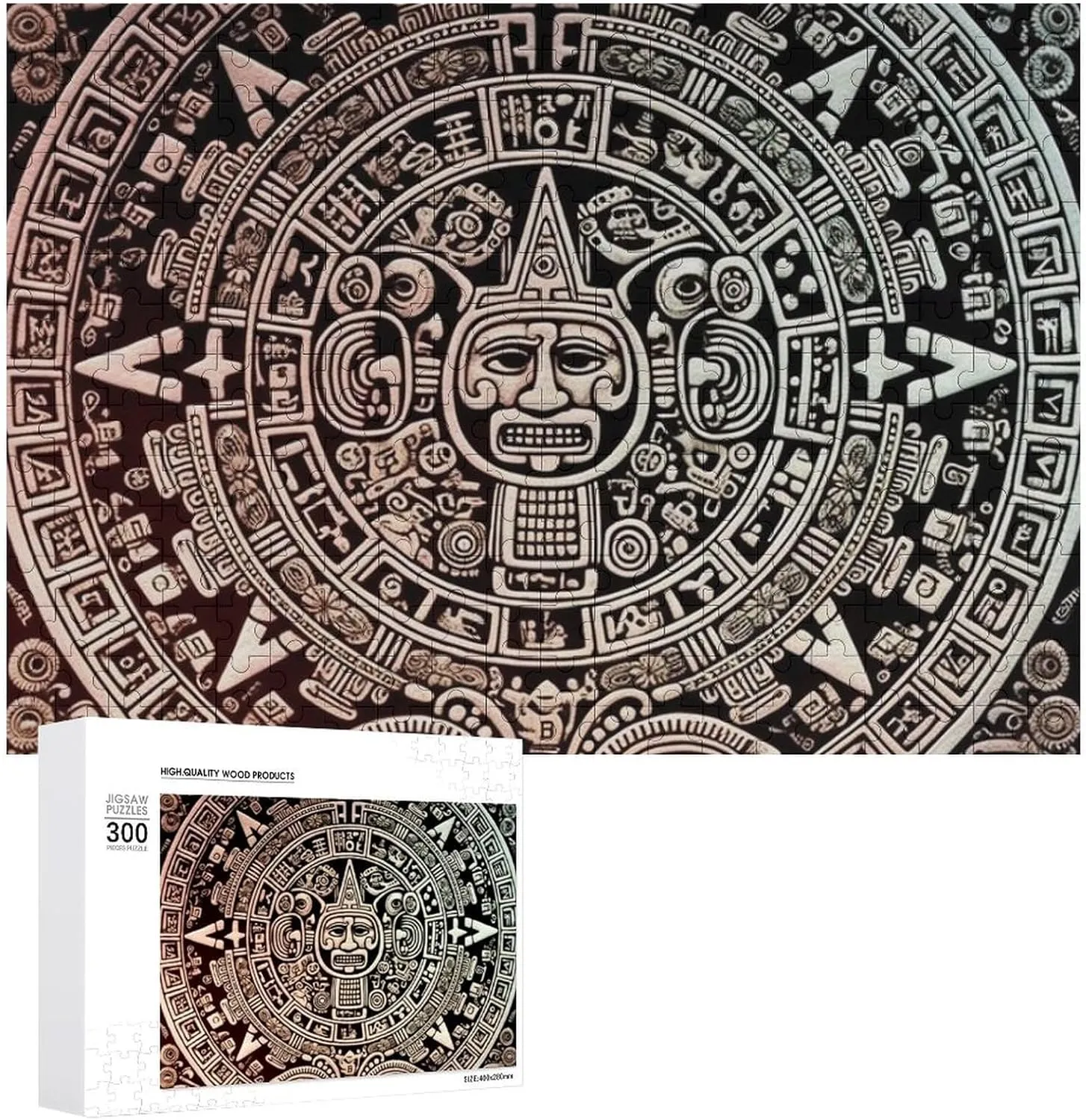 for Adults 300 PCS Unique Shape Puzzles Wall Art Home Decor for Puzzle Lovers, Family, Friend Creative Gift Toys Mayan Calendar tissue End of The World Wooden Puzzles 
