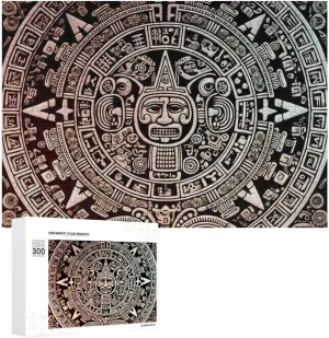 for Adults 300 PCS Unique Shape Puzzles Wall Art Home Decor for Puzzle Lovers, Family, Friend Creative Gift Toys Mayan Calendar tissue End of The World Wooden Puzzles 
