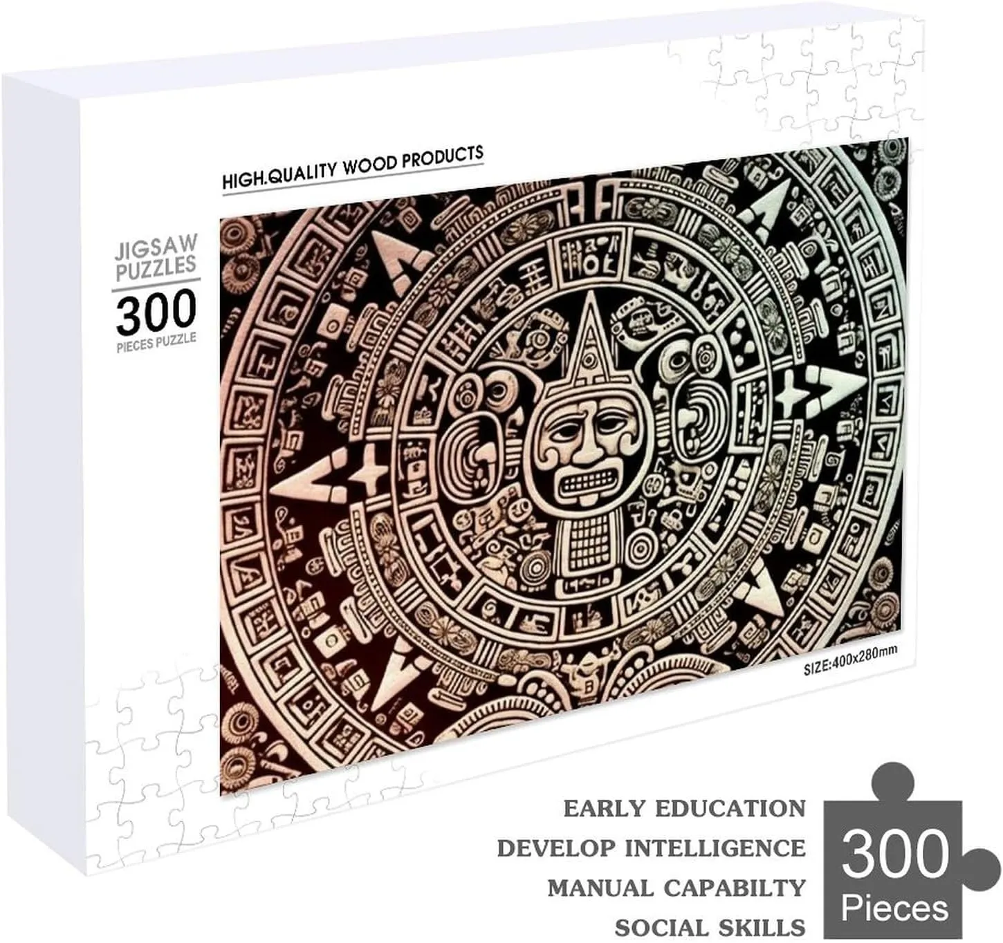 for Adults 300 PCS Unique Shape Puzzles Wall Art Home Decor for Puzzle Lovers, Family, Friend Creative Gift Toys Mayan Calendar tissue End of The World Wooden Puzzles 