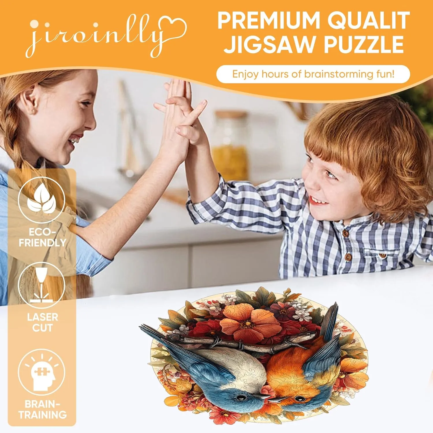 for Adults, Family Game Wooden Jigsaw Puzzles -Twin Birds Wooden Puzzles for Adults, 200 Pcs Size 11.3'' x 11'', likewise Luxurious Shaped Wood Puzzle, Beautiful Package, Best Gift 