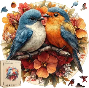 for Adults, Family Game Wooden Jigsaw Puzzles -Twin Birds Wooden Puzzles for Adults, 200 Pcs Size 11.3'' x 11'', likewise Luxurious Shaped Wood Puzzle, Beautiful Package, Best Gift 