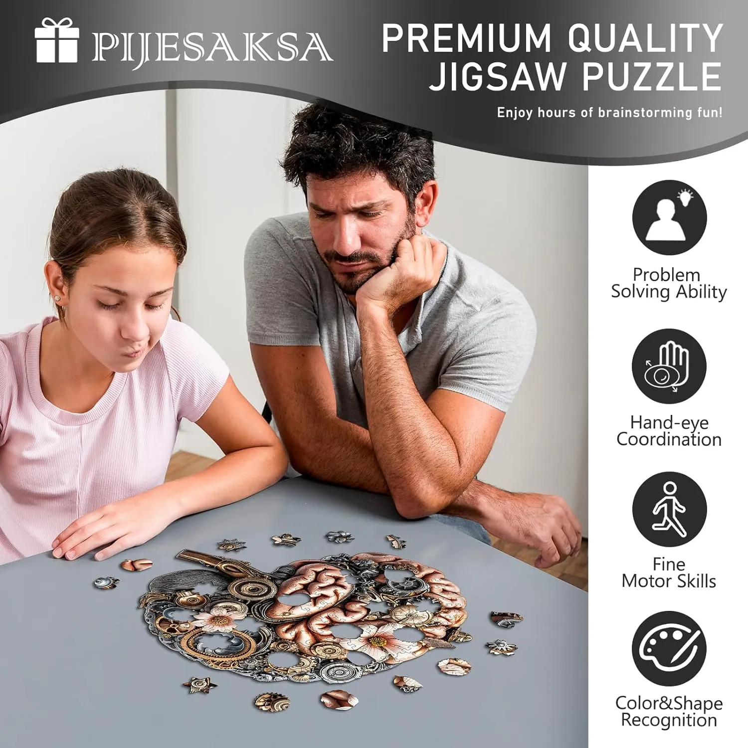 for Adults$ Mechanical Brainstem Wooden Jigsaw Puzzles$ Flat Puzzle with 3D Visual Effect$ Brain Wood Puzzles Adult$ Unique Shape Wall Art mutoscope Canvas Puzzle (S-8.5 * 8.5in-95Pcs) Wooden Puzzles 