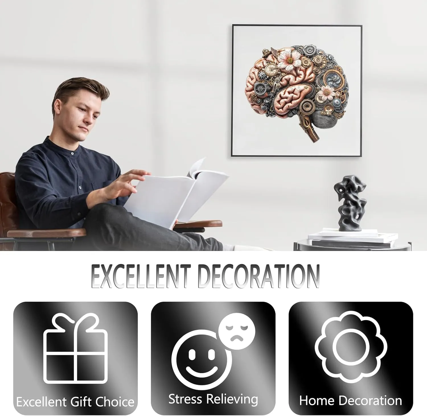 for Adults$ Mechanical Brainstem Wooden Jigsaw Puzzles$ Flat Puzzle with 3D Visual Effect$ Brain Wood Puzzles Adult$ Unique Shape Wall Art mutoscope Canvas Puzzle (S-8.5 * 8.5in-95Pcs) Wooden Puzzles 