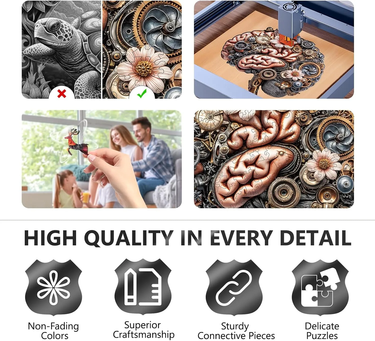 for Adults$ Mechanical Brainstem Wooden Jigsaw Puzzles$ Flat Puzzle with 3D Visual Effect$ Brain Wood Puzzles Adult$ Unique Shape Wall Art mutoscope Canvas Puzzle (S-8.5 * 8.5in-95Pcs) Wooden Puzzles 