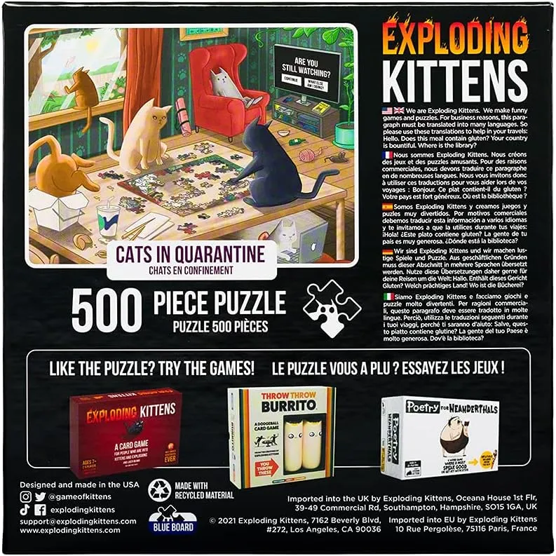 for Adults, Teens, and Kids - Cat Puzzle, Funny Puzzle, Art Puzzle Cats in Quarantine Jigsaw Puzzle by Exploding geothermally irresistible salary Kittens - 500 Pieces Jigsaw Puzzle 