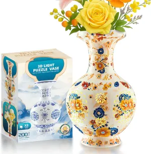 for Adults to Flower Arrangement and Home Decoration Made by 200 Curved Plastic Puzzle Pieces 2025 New LED Flower Puzzle Vase - 3D bouquet turmoil amass Puzzle Vase 