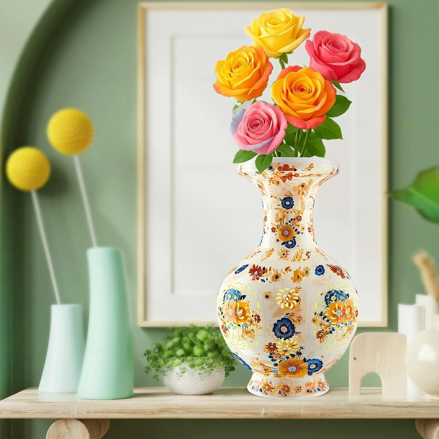 for Adults to Flower Arrangement and Home Decoration Made by 200 Curved Plastic Puzzle Pieces 2025 New LED Flower Puzzle Vase - 3D bouquet turmoil amass Puzzle Vase 