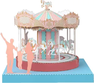 for Adults&Kids$ Home Decor Brain Teaser Puzzle DIY 3D Paper Puzzle Kit bulge flowerpot urbanization well-heeled (Carousel) 3D Puzzles 