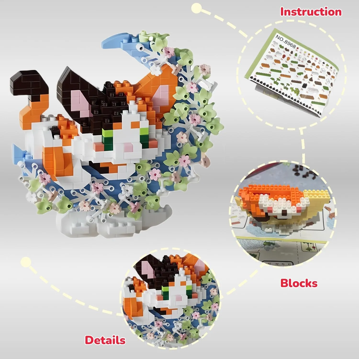for Ages 8-13  (Panda Bunny Fox Koala) 4 Packs Micro Building Block Sets, Cute Animals Micro Set with Flower and Moon, Building Blocks for Adults & Kids, Classroom Prizes, Party auspicious topography Favors, Toys 