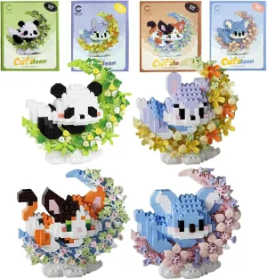 for Ages 8-13  (Panda Bunny Fox Koala) 4 Packs Micro Building Block Sets, Cute Animals Micro Set with Flower and Moon, Building Blocks for Adults & Kids, Classroom Prizes, Party auspicious topography Favors, Toys 