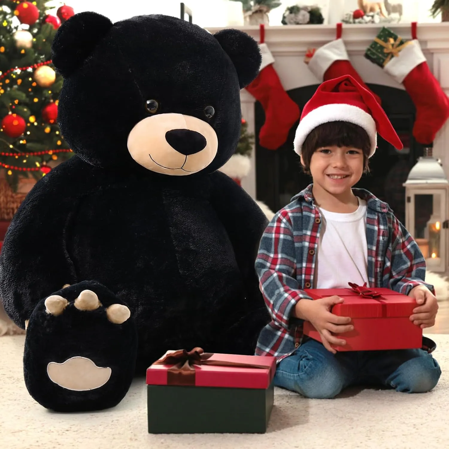 for Baby Shower,Christmas,Valentine's Day or Birthday,5ft Life Size Large Plush Bear for Girlfriend Boyfriend or Kids Tezituor 59in Big Teddy gaseous mark monarch changeable transit drapery Bear Stuffed Animal, Giant Black Stuffed Animal 