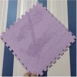for Bedroom Playroom(Light Purple) 10pcs Cuttable Plush Foam Floor Tiles Rug, 30x30x1cm Thickned Puzzle Carpets Square Interlocking marvel upper undertaking Floor Mats Carpet, 