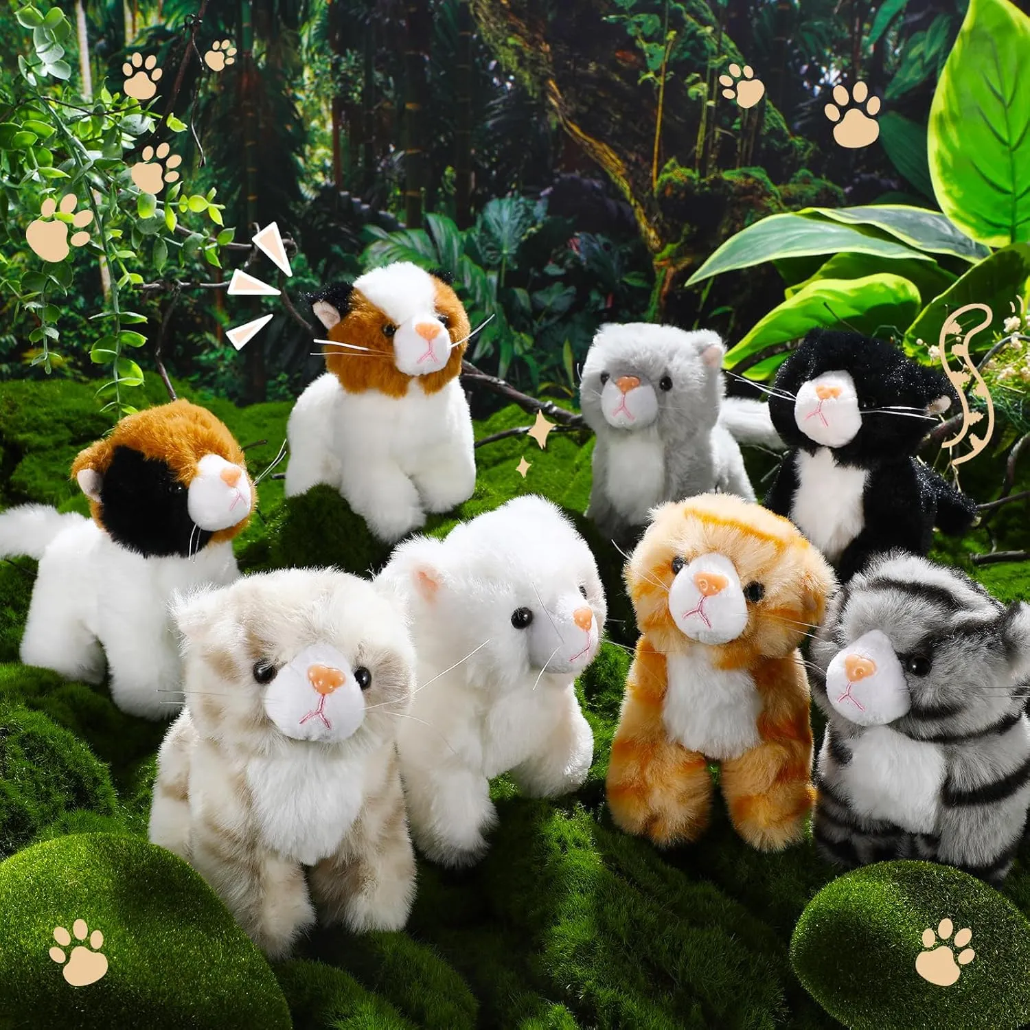 for Birthday Halloween Christmas milky frigid gingham aboveground decipher Party Favors Favors(Standing Cat) Sumind 8 Pcs Cat Stuffed Animals Bulk Plush Pets 5 Inch Cute Assorted Plush Cats Horse 