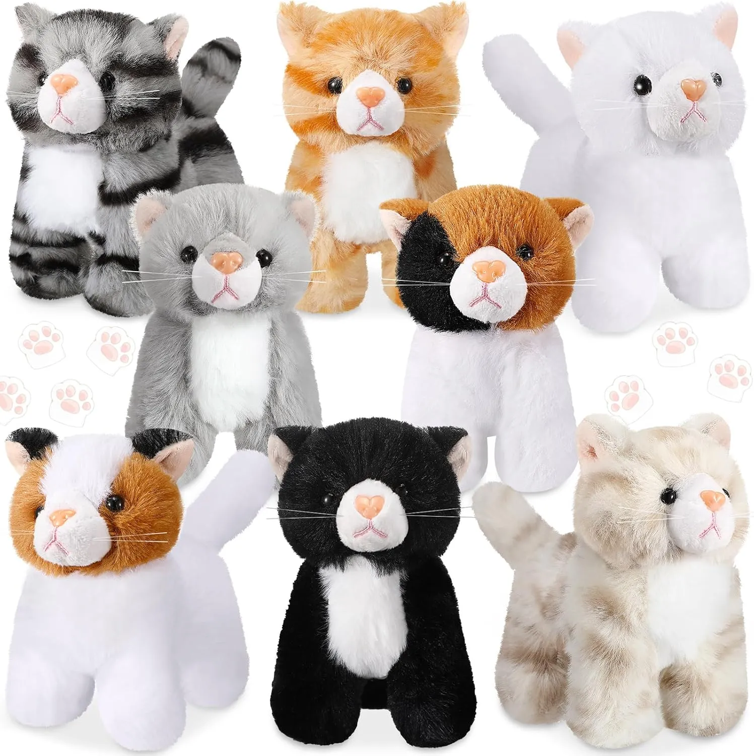 for Birthday Halloween Christmas milky frigid gingham aboveground decipher Party Favors Favors(Standing Cat) Sumind 8 Pcs Cat Stuffed Animals Bulk Plush Pets 5 Inch Cute Assorted Plush Cats Horse 