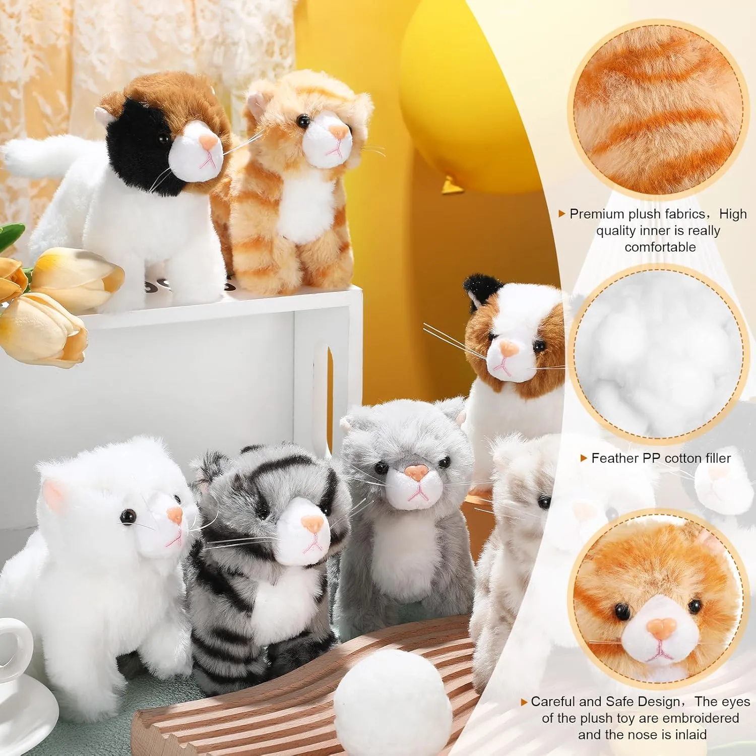 for Birthday Halloween Christmas milky frigid gingham aboveground decipher Party Favors Favors(Standing Cat) Sumind 8 Pcs Cat Stuffed Animals Bulk Plush Pets 5 Inch Cute Assorted Plush Cats Horse 