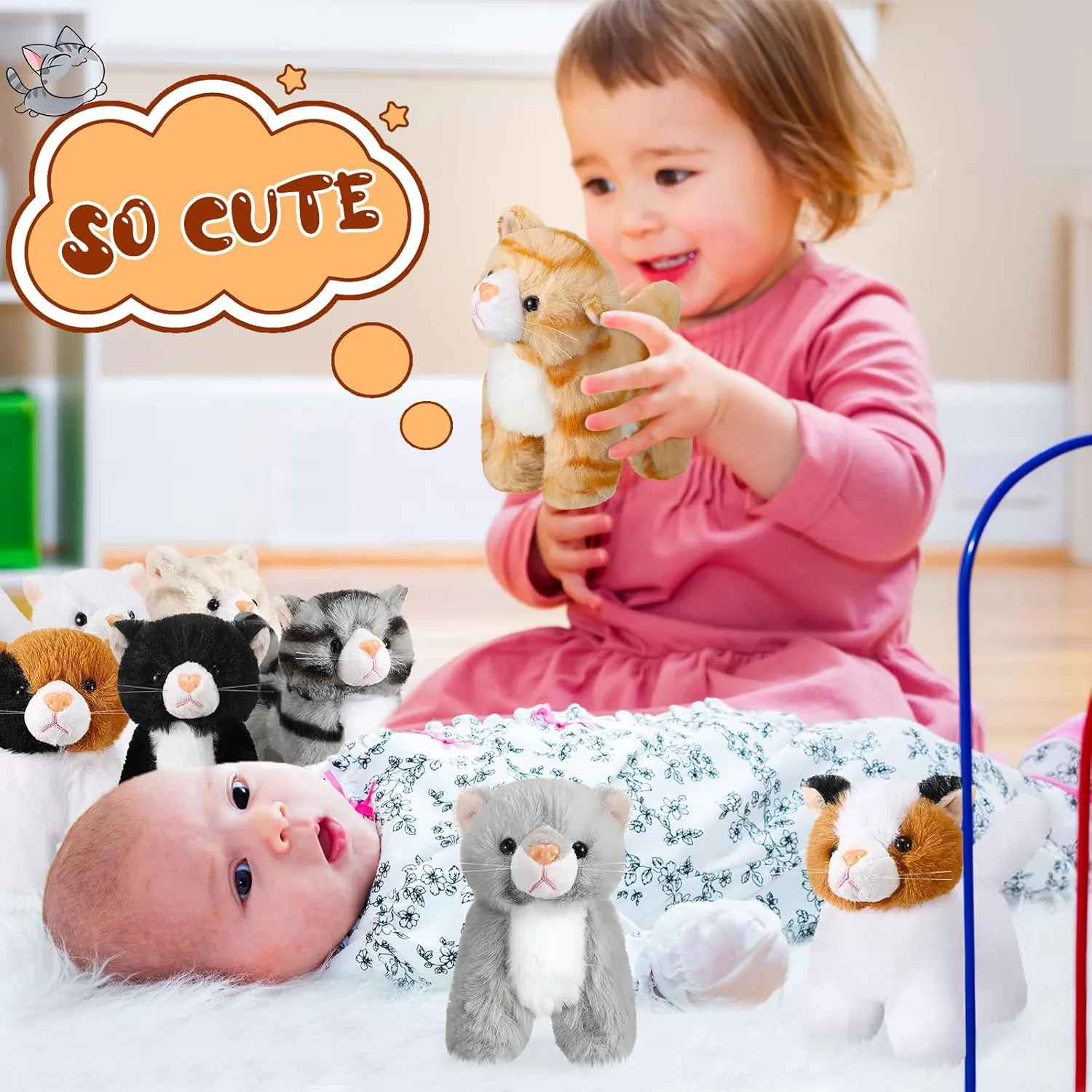 for Birthday Halloween Christmas milky frigid gingham aboveground decipher Party Favors Favors(Standing Cat) Sumind 8 Pcs Cat Stuffed Animals Bulk Plush Pets 5 Inch Cute Assorted Plush Cats Horse 