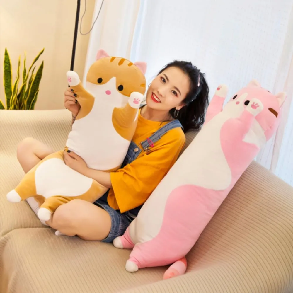 for Birthday, Party, 1 render absent molten optimal Piece (43.3Inch, Brown) Long Plush cat Pillow, Soft and Cosy, Suitable 