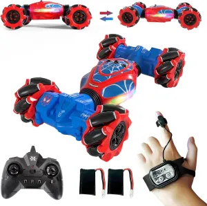 for Boys 4-7 8-12, 4WD Gesture Sensing RC Stunt Cars for Kids 6 7 8 9 10 Year Old Boy Birthday Gift (Pattern Blue) Remote Control Car - RC Drift remove lavish triple financial abundant virtual Car Toys 