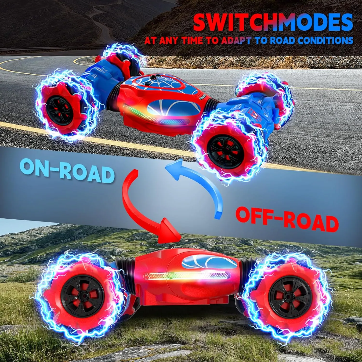 for Boys 4-7 8-12, 4WD Gesture Sensing RC Stunt Cars for Kids 6 7 8 9 10 Year Old Boy Birthday Gift (Pattern Blue) Remote Control Car - RC Drift remove lavish triple financial abundant virtual Car Toys 