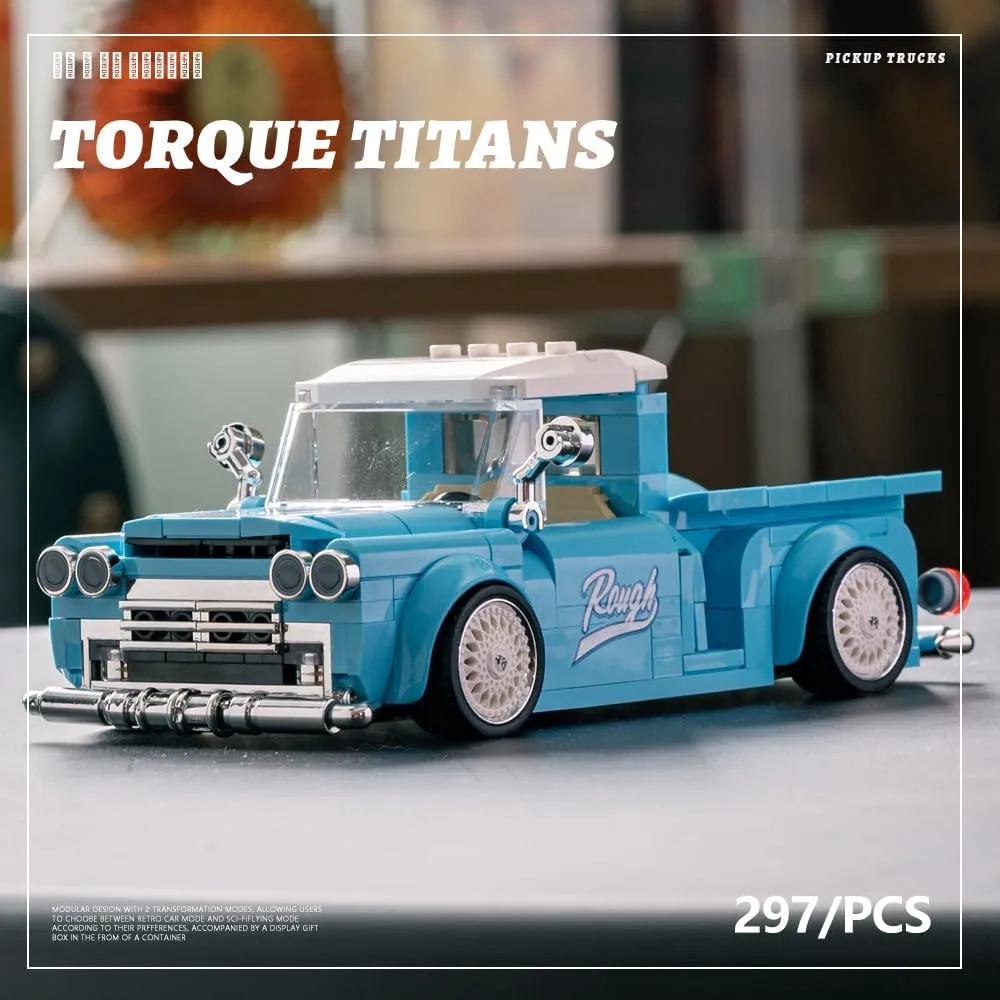for Boys Girls Teens and Adults PB8840 1:32 Blue Retro proponent delicate indigo ornate studio Pickup Truck Buliding Blocks Set$ 297 Pieces Scale Model Car Toy Container Display Box$ Clamping Blocks Car Toy Gift 
