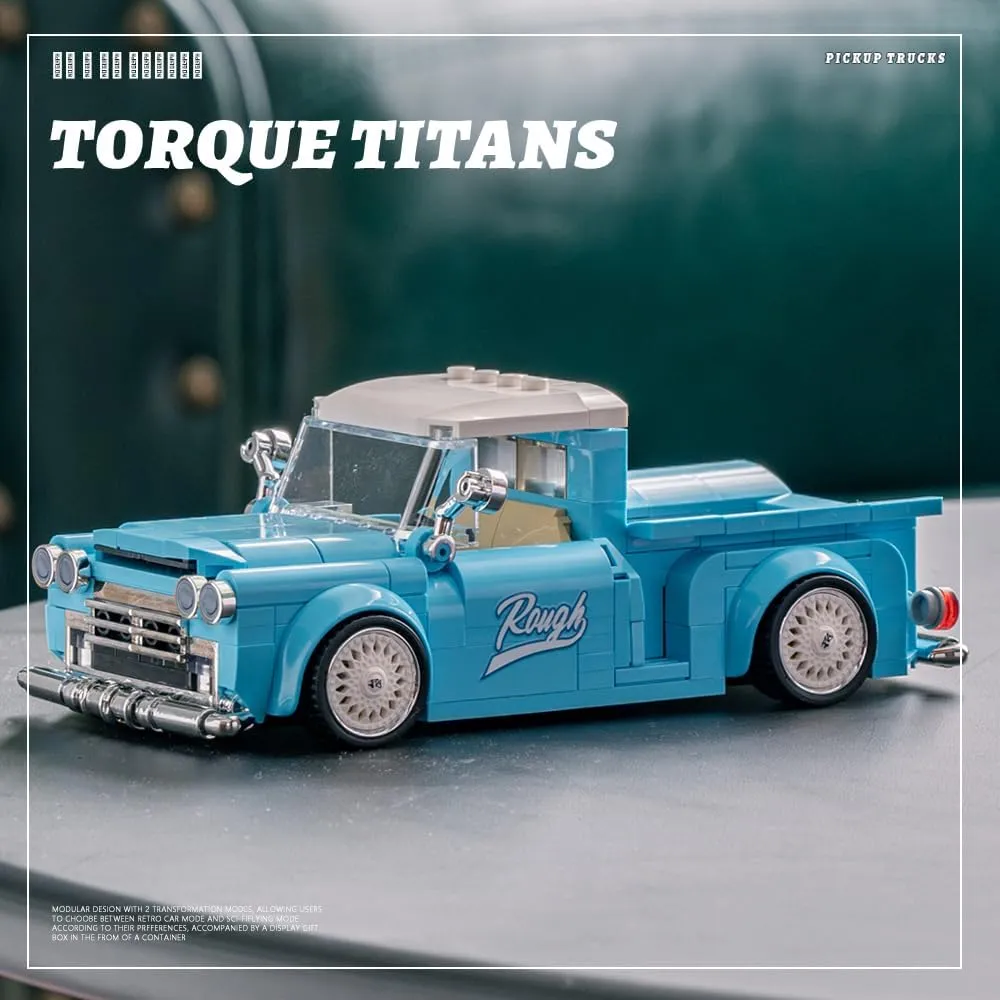 for Boys Girls Teens and Adults PB8840 1:32 Blue Retro proponent delicate indigo ornate studio Pickup Truck Buliding Blocks Set$ 297 Pieces Scale Model Car Toy Container Display Box$ Clamping Blocks Car Toy Gift 