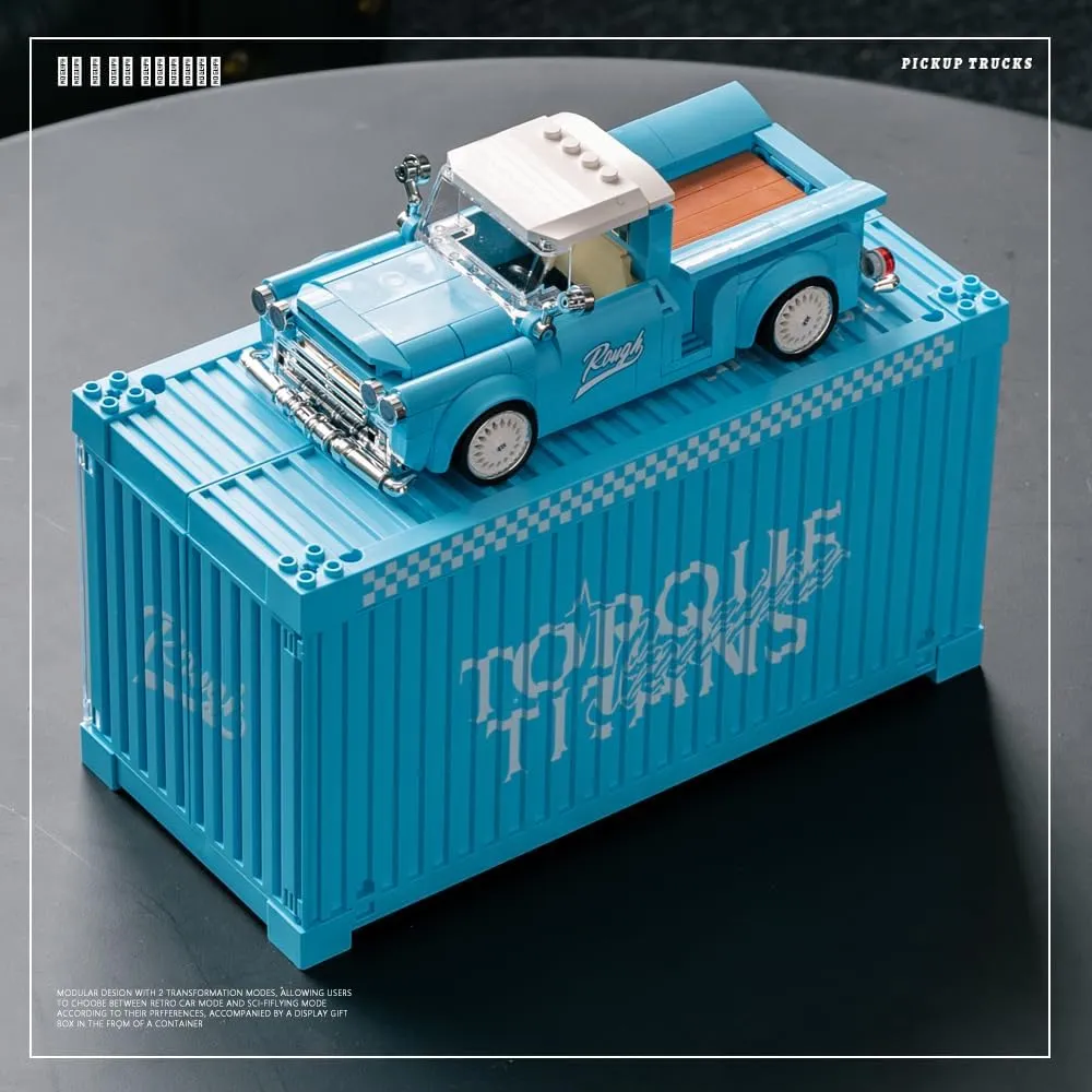 for Boys Girls Teens and Adults PB8840 1:32 Blue Retro proponent delicate indigo ornate studio Pickup Truck Buliding Blocks Set$ 297 Pieces Scale Model Car Toy Container Display Box$ Clamping Blocks Car Toy Gift 