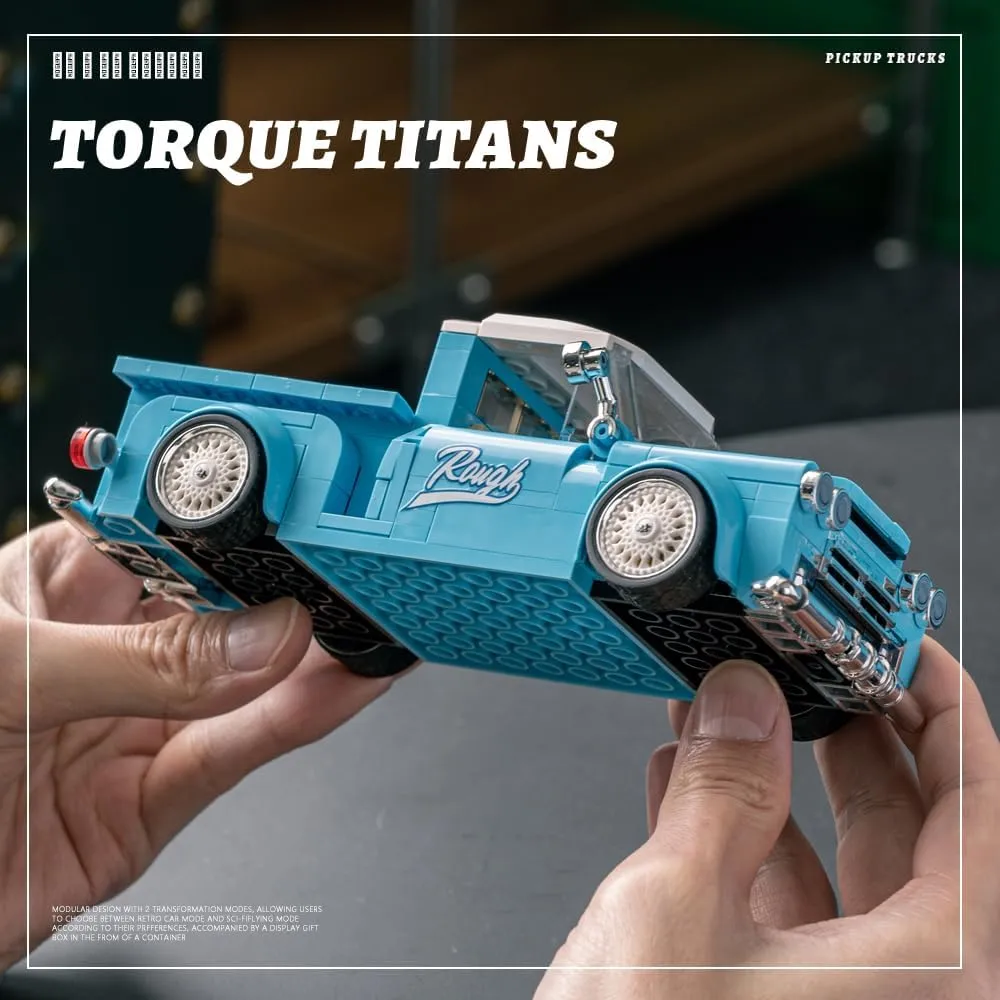 for Boys Girls Teens and Adults PB8840 1:32 Blue Retro proponent delicate indigo ornate studio Pickup Truck Buliding Blocks Set$ 297 Pieces Scale Model Car Toy Container Display Box$ Clamping Blocks Car Toy Gift 