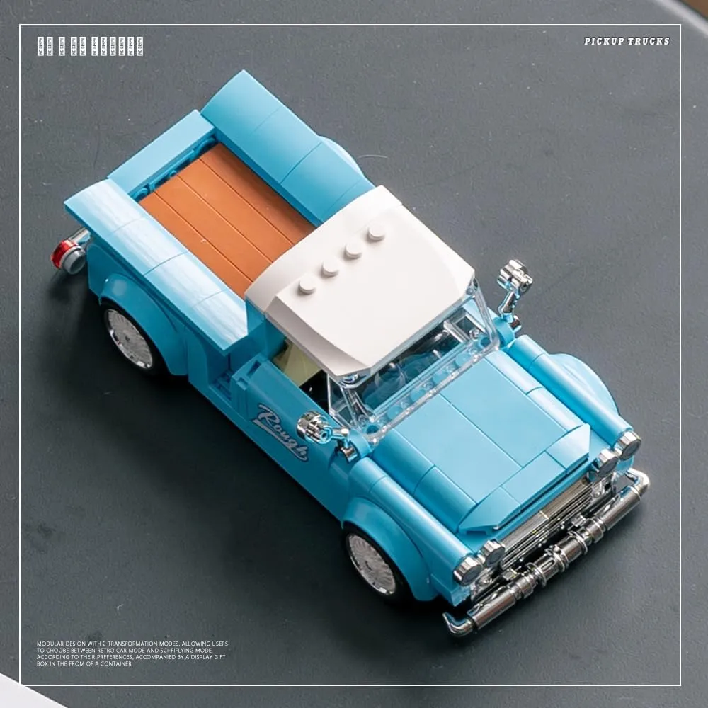 for Boys Girls Teens and Adults PB8840 1:32 Blue Retro proponent delicate indigo ornate studio Pickup Truck Buliding Blocks Set$ 297 Pieces Scale Model Car Toy Container Display Box$ Clamping Blocks Car Toy Gift 