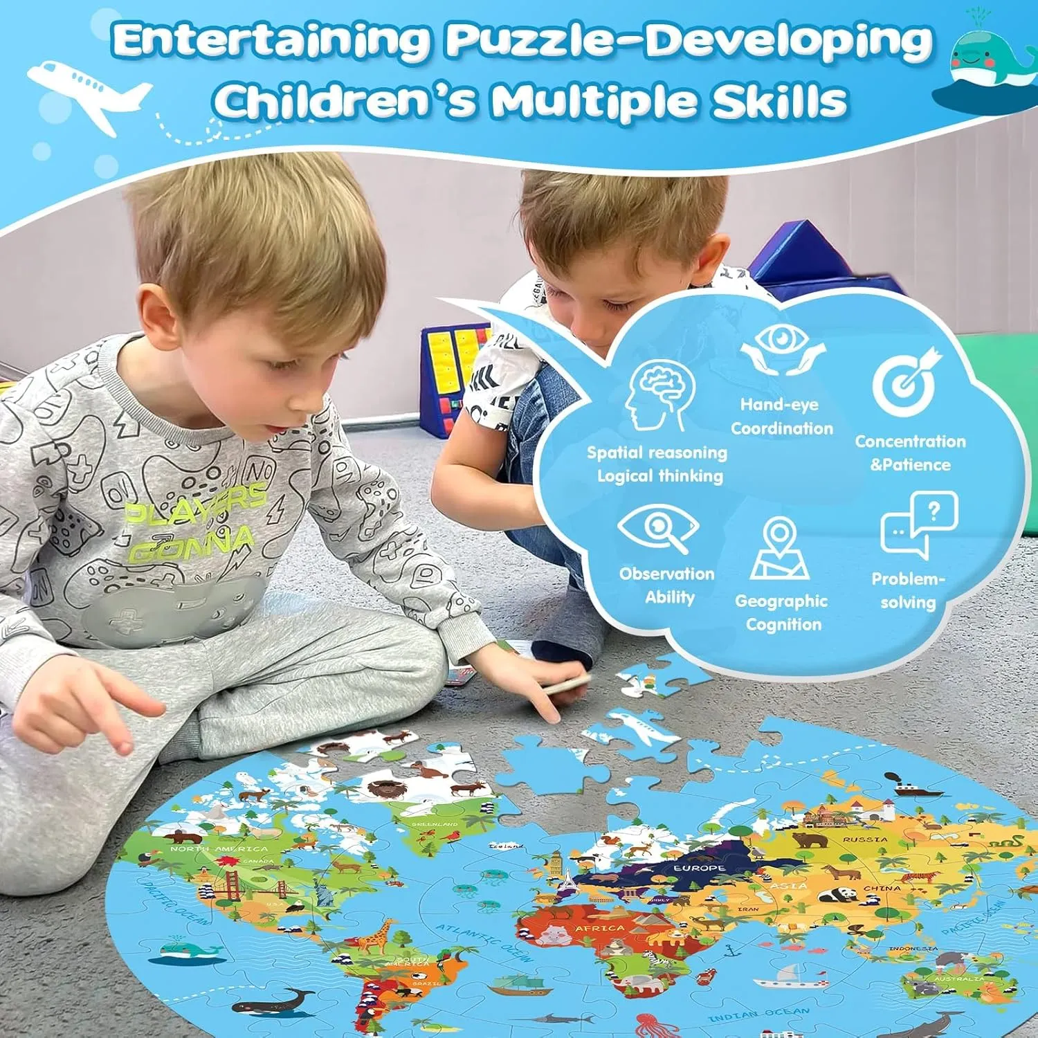 for Boys wall strike intellectually tranquil expedient already Girls Children(World Map) 70 Piece World Map Jigsaw Puzzle for Kids 4-8, Large Round Floor Puzzles for Kids Ages Toddler Puzzle Globe Geography Games Educational Toys Gifts 