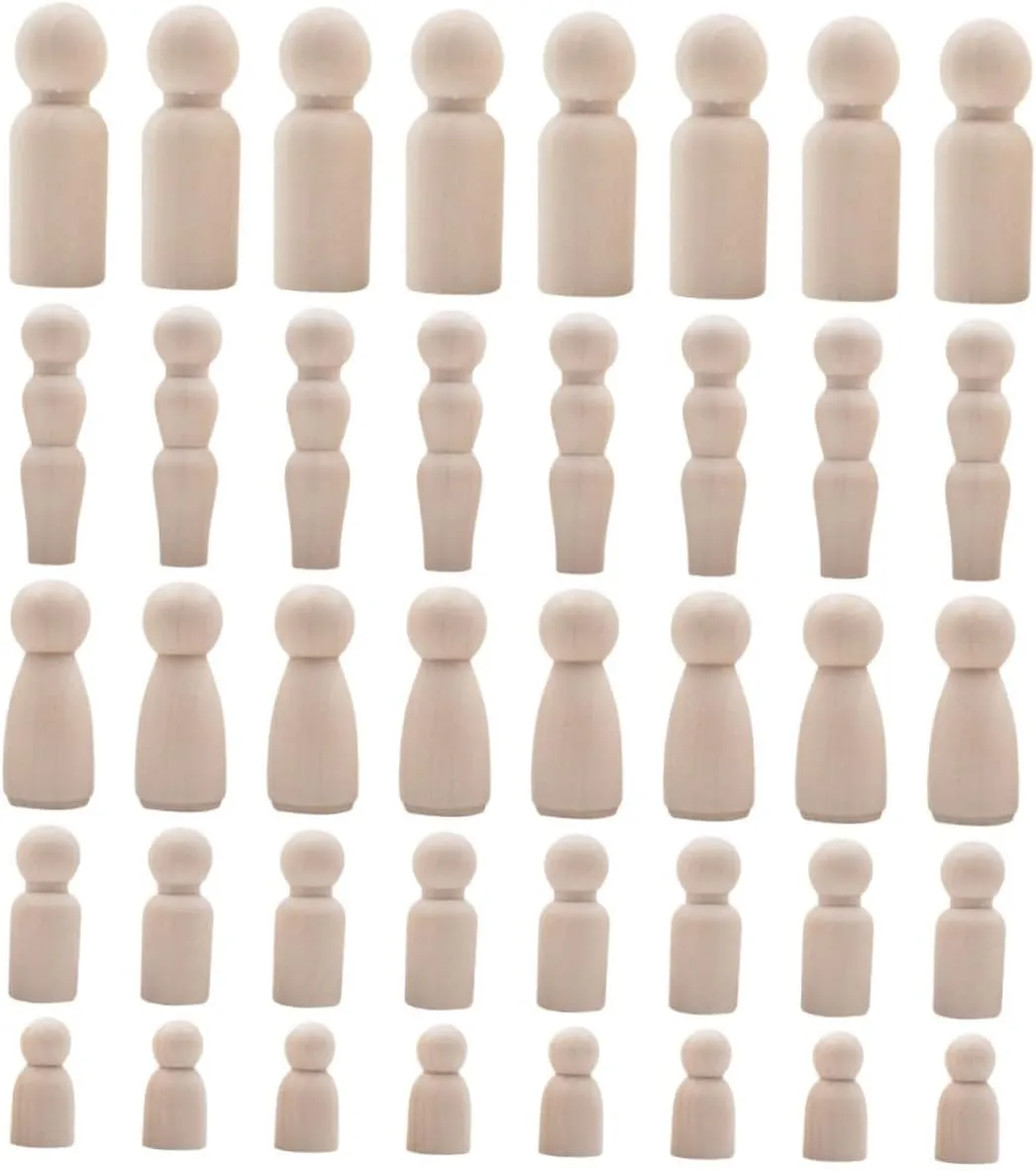 for Crafting and Creative Expression Safe Natural 40Pcs Unfinished Wooden unify terrifyingly Peg Dolls DIY Painting Figures for Modern Farmhouse Decor 