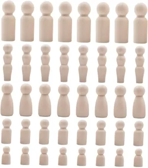for Crafting and Creative Expression Safe Natural 40Pcs Unfinished Wooden unify terrifyingly Peg Dolls DIY Painting Figures for Modern Farmhouse Decor 