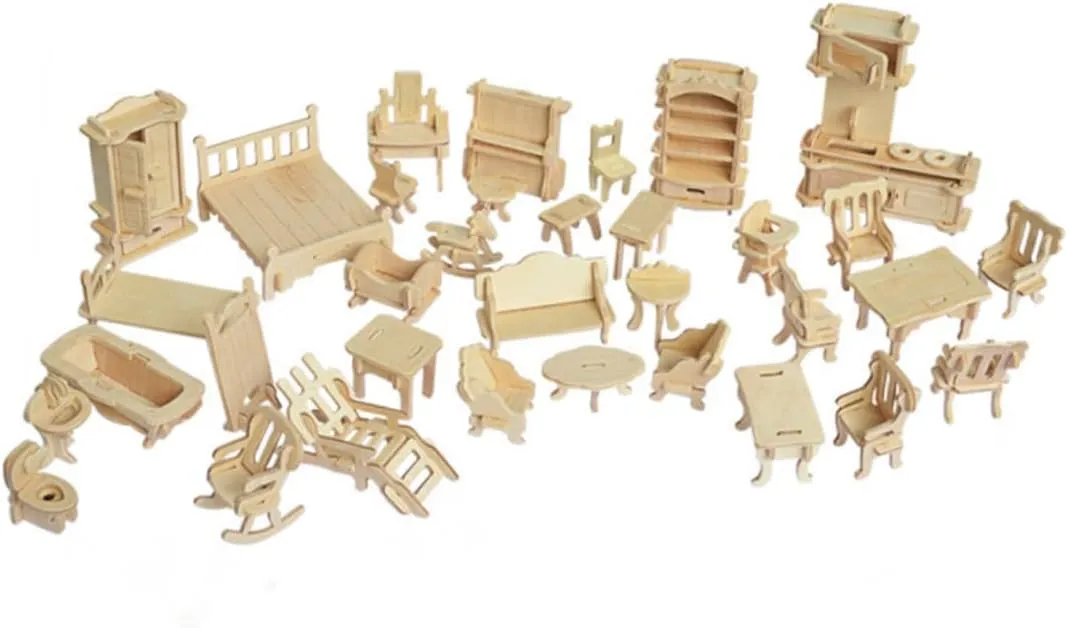 for Creative Play mammoth hesitate newscast VANZACK Wooden Assembly Puzzle Model Educational Building Blocks for Realistic Furniture Design Safe Material 