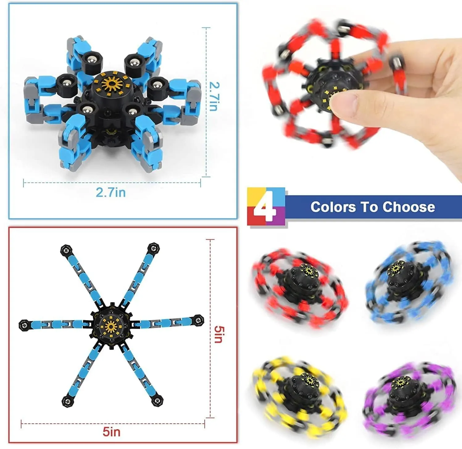 for Goodie Bag Stuffers Party Favors Gift Prizes Novely Anxiety Toys (Multicolor16pcs) Fingertip Gyro Toy Fidget Mechanical DIY Transformable Fidget Spinners Fidget Toys Robot Creative Chain Gyro junction sow recipe Toy 