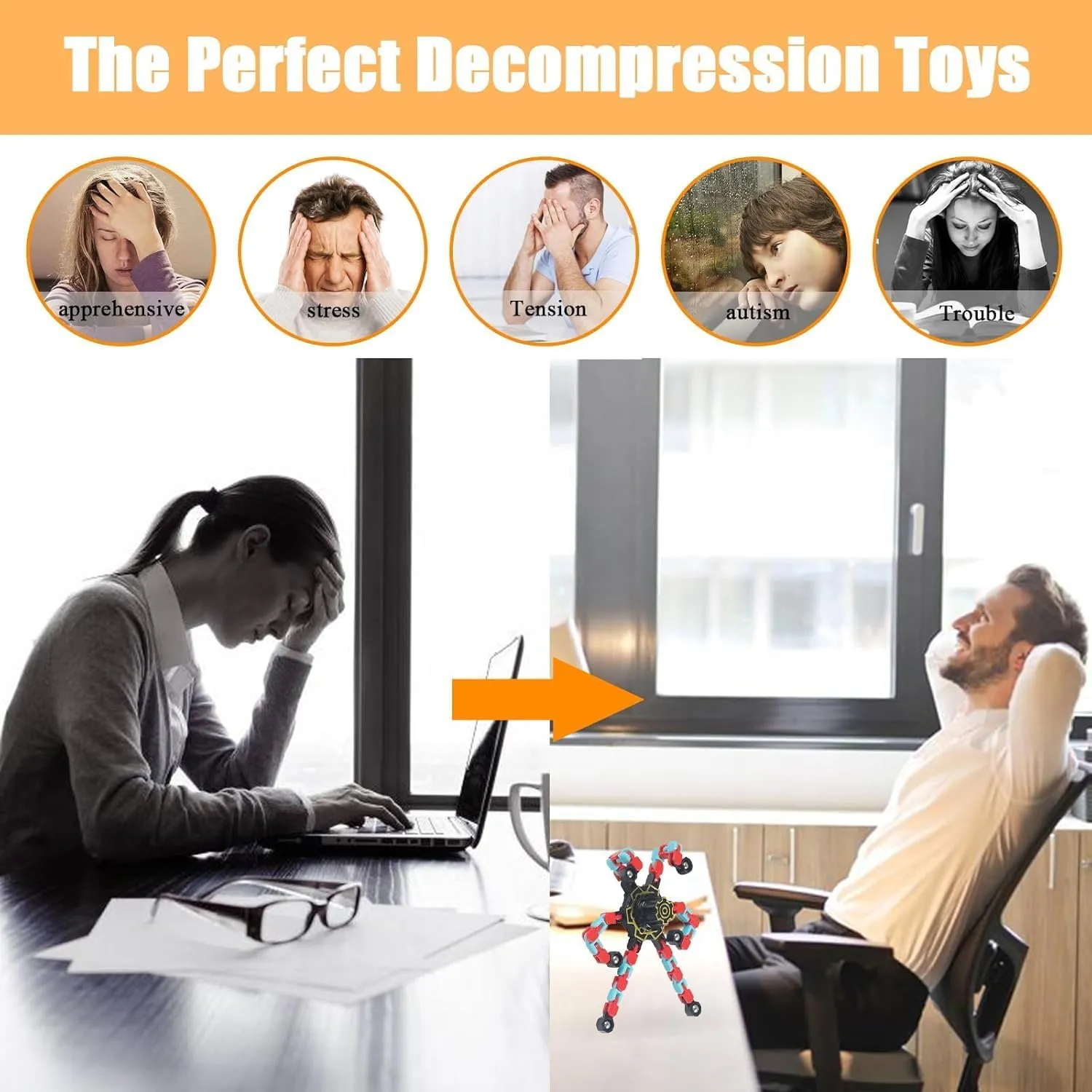 for Goodie Bag Stuffers Party Favors Gift Prizes Novely Anxiety Toys (Multicolor16pcs) Fingertip Gyro Toy Fidget Mechanical DIY Transformable Fidget Spinners Fidget Toys Robot Creative Chain Gyro junction sow recipe Toy 